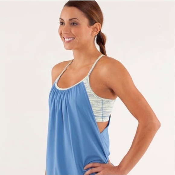 Lululemon Blue and yellow top with built in bra - Picture 2 of 6